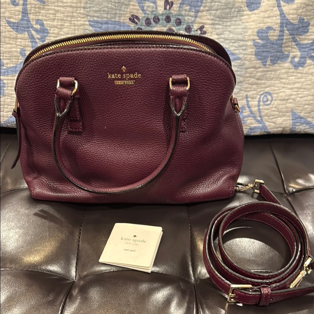Kate Spade Purple Leather Satchel with Structured Design